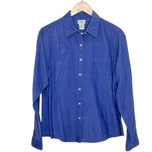 LL Bean Corduroy Shirt Womens Size M Shacket Fisherman Chore Granola Button Up